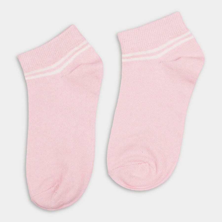 Women's Grey, Pink and Black Regular Fit Ankle-Length Socks Pack of 3, Assorted, large