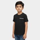 Boys Dark Graphite Black Crew Neck Casual T-Shirt, गहरा ग्रे, small