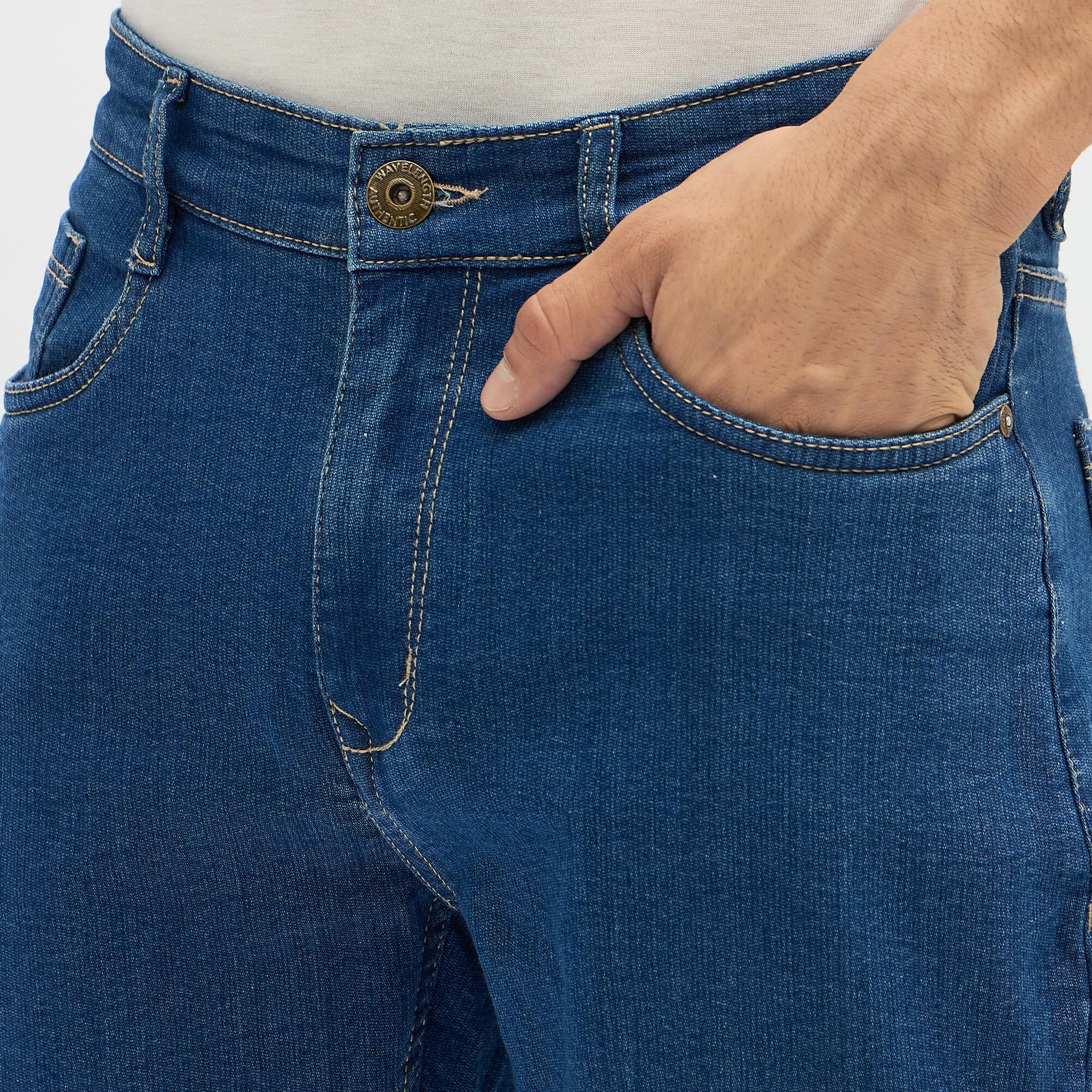 Wavelength Men's Deep Indigo Slim Fit Classic Jeans | Vishal Mega