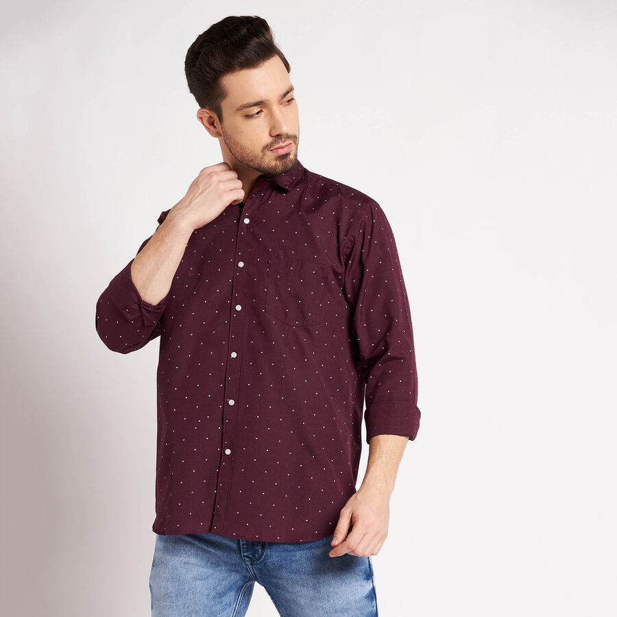 Printed Casual Shirt, Wine, large image number null