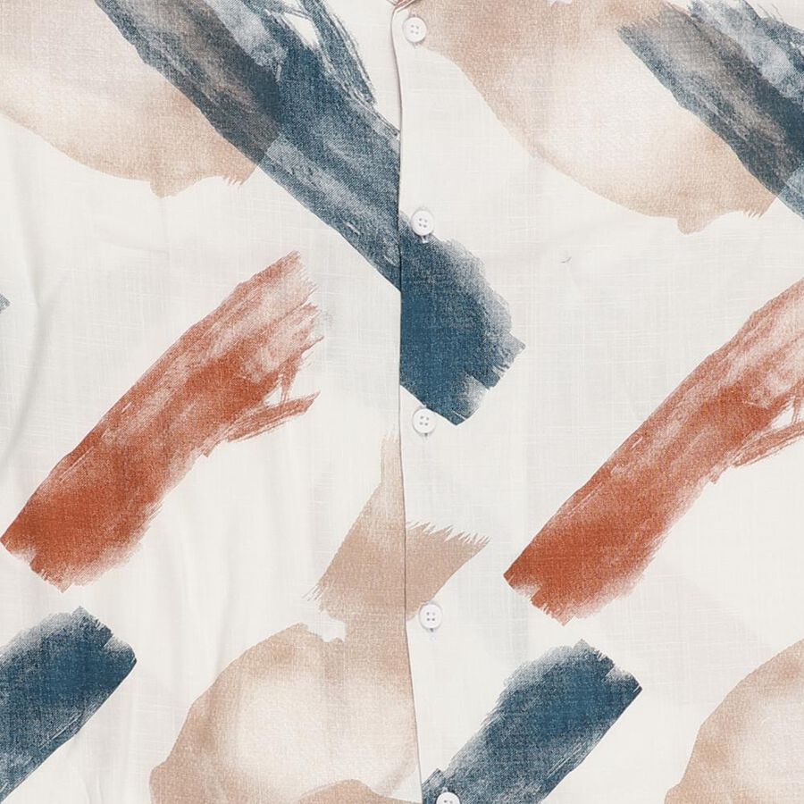 Boys Rich Eggshell White Half Sleeve Cuban Collar Casual Shirt, White, large image number null