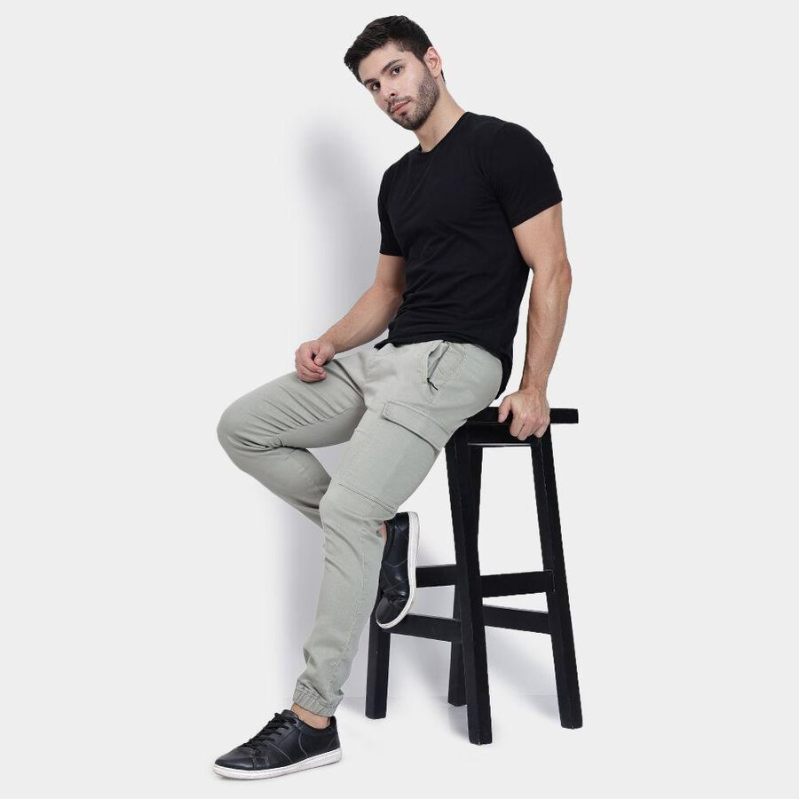 Men's Slim Fit Casual Trousers , हल्का हरा, large image number null