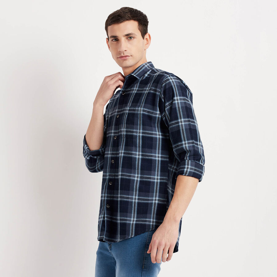 Cotton Checks Casual Shirt, Dark Grey, large image number null