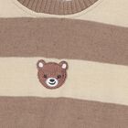 Infants Beige and Cream Crew Neck Striped Pullover, गहरा पीला, small image number null