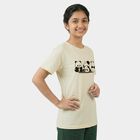 Girls White Round Neck Casual T-Shirt, ऑफ व्हाइट, small