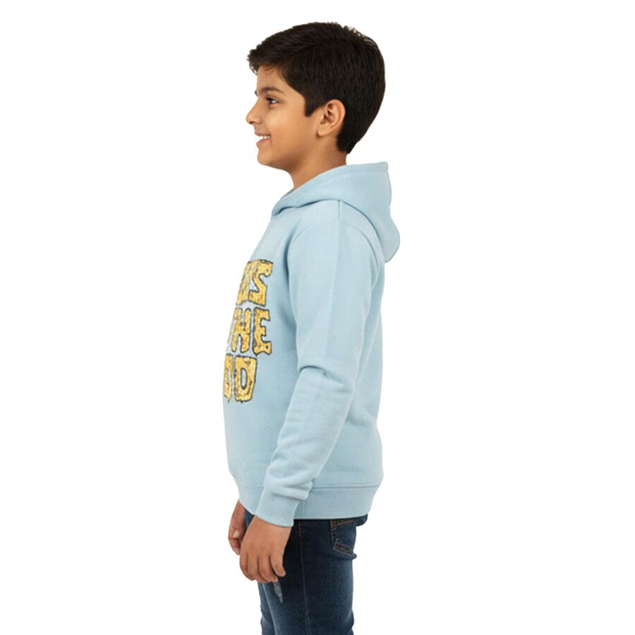 Boys Light Powder Blue Hoodie Neck Casual Sweatshirt, हल्का नीला, large image number null