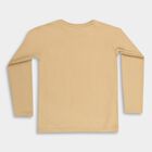 Boys Muted Beige Crew Neck Casual T-Shirt, Beige, small image number null