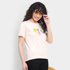 Cotton Round Neck T-Shirt, पीच, small image number null
