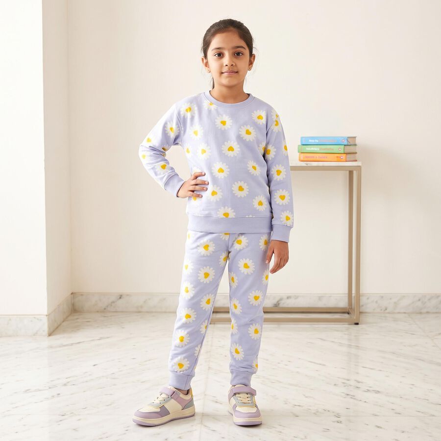 Girls Light Blue Round Neck Lounge Hipster Set, Light Blue, large