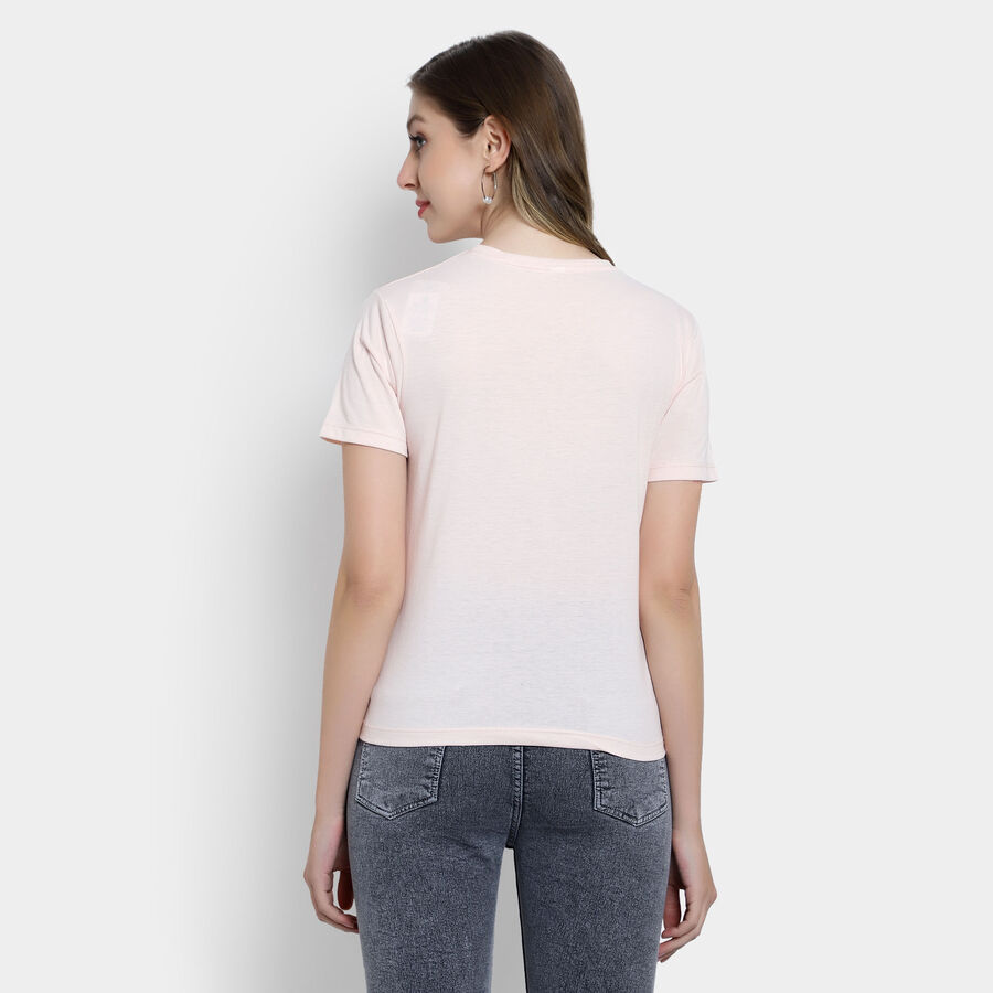 Embellished Round Neck T-Shirt, Pink, large image number null