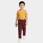 Boys Maroon Straight Fit Cartoon Printed Cotton Blend Pyjama, मरून, small