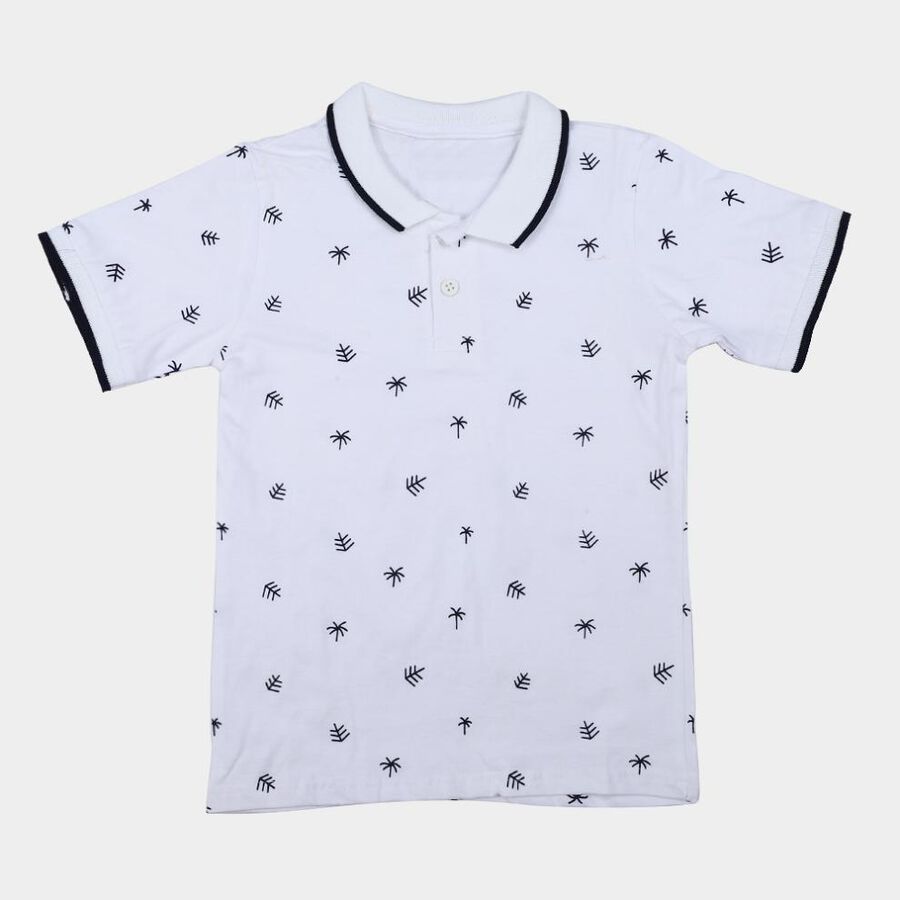 Boys White Cotton Polo Neck Polo Boys T-Shirt, सफ़ेद, large