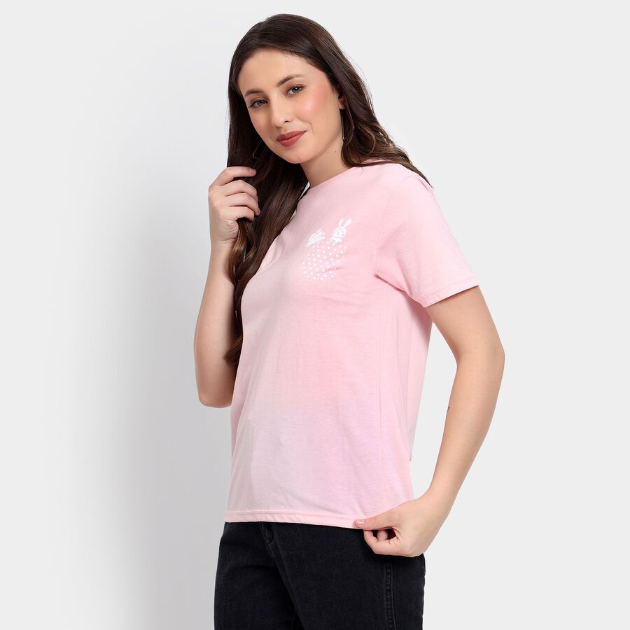Ladies' Round Neck T-Shirt, गुलाबी, large image number null