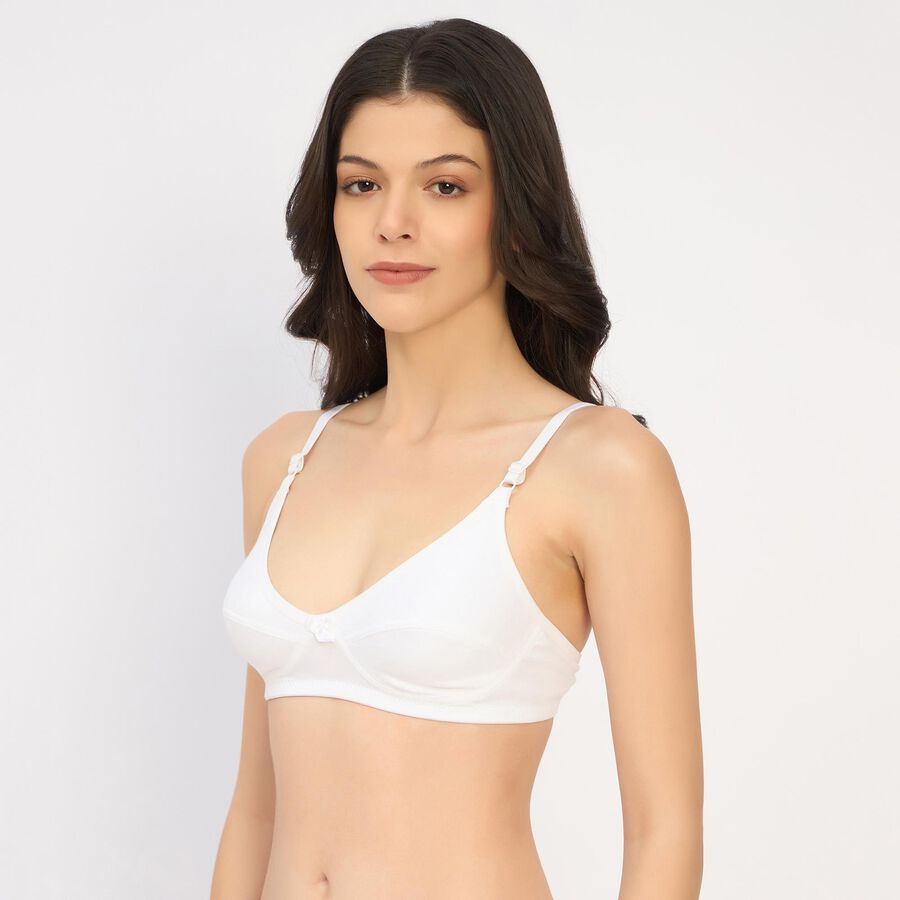 Ladies' 100% Cotton Bra, White, large image number null