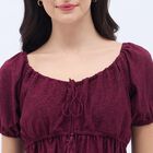 Women's Rich Burgundy Scoop Neck Bohemian Top, Wine, small