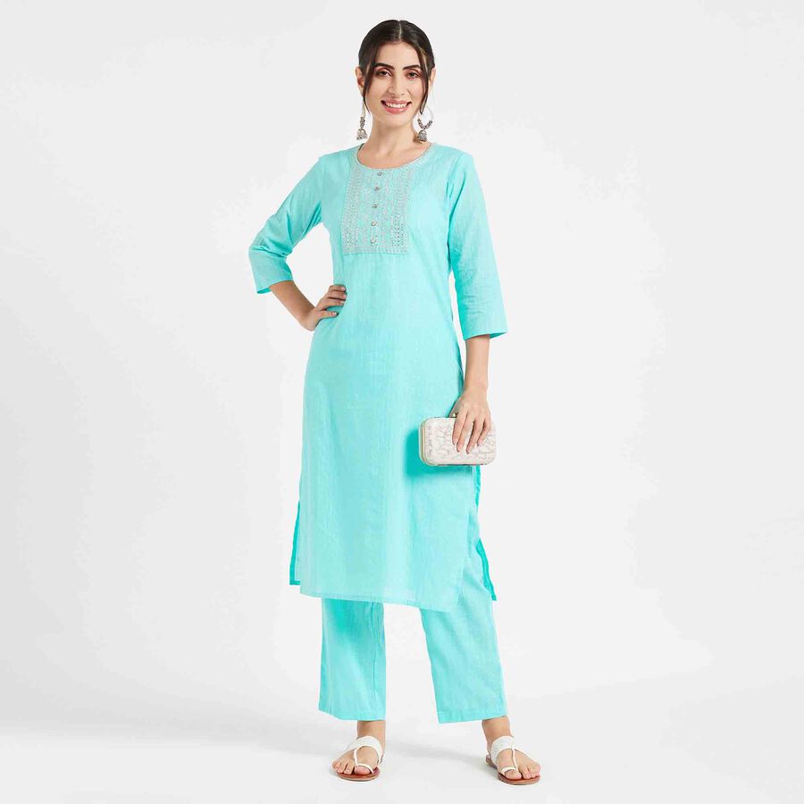 Embroidered Kurta, Light Blue, large image number null