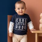 Infants Navy Blue Cotton Crew Neck Regular T-Shirt, Navy Blue, small