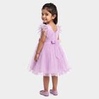 Girls' Lilac Fit and Flare Embellished Tulle Party Wear Frock, Lilac, small
