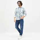 Men's Muted Sage Green Printed Classic Casual Shirt, Dark Green, small image number null