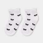 Girls' Black and White Regular Fit Bow Pattern Pack of 2 Socks, Black, small image number null