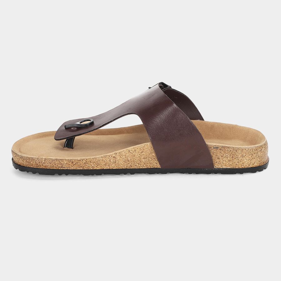 Men's Tan Buckle Strap Thong Sandals, टैन, large