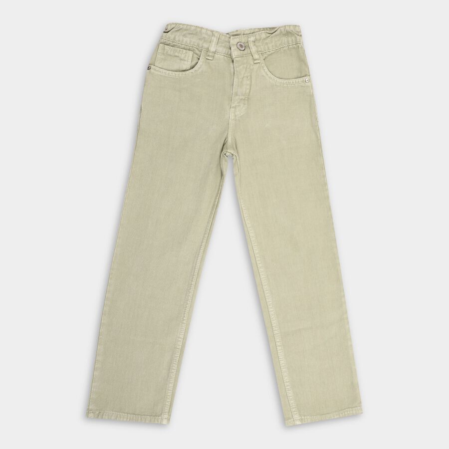 Girls' 100% Cotton Jeans, Light Green, large image number null