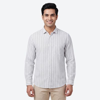 Men's Light Grey Cotton Casual Shirt