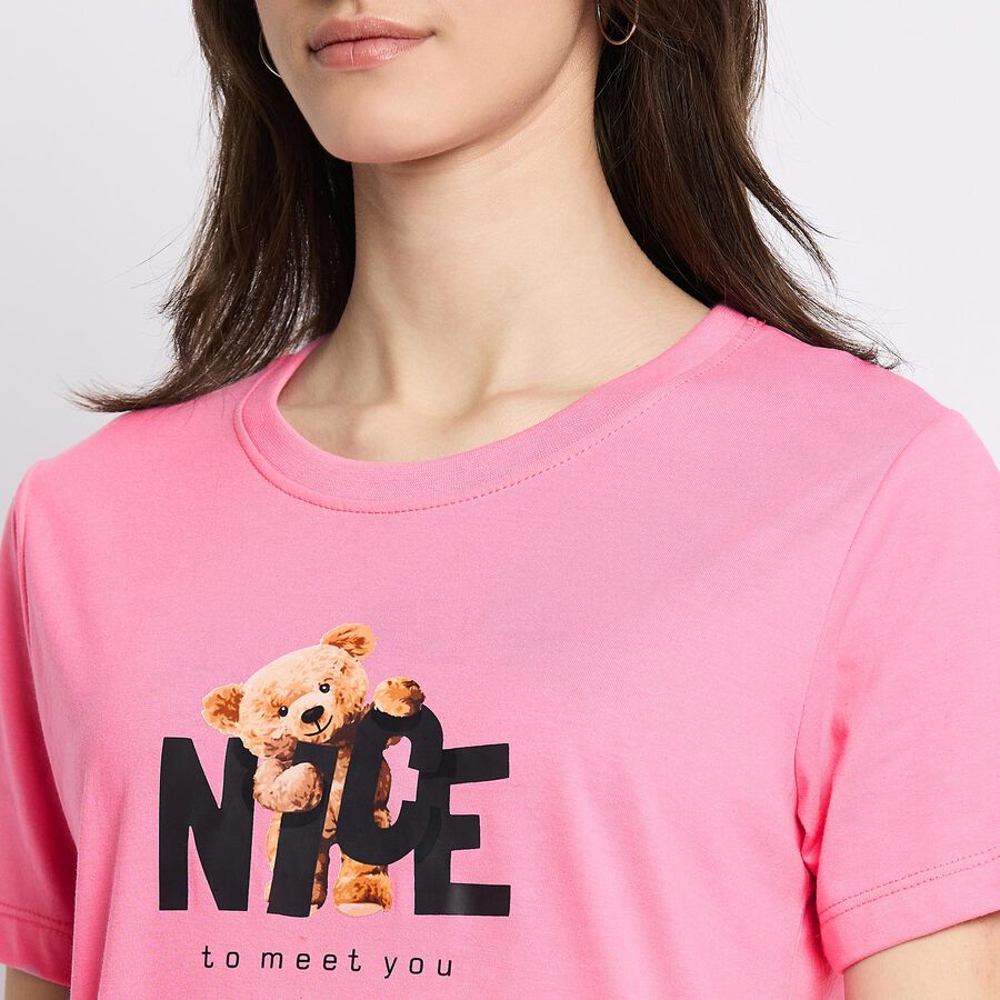 Ladies' Round Neck T-Shirt , Pink, large image number null