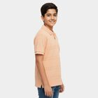 Boys Peach Round Neck Casual T-Shirt, Peach, small