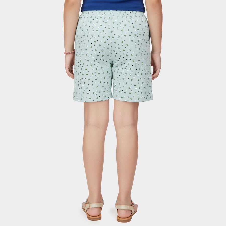 Girls' Green Vibrant Regular Fit Shorts, Light Green, large