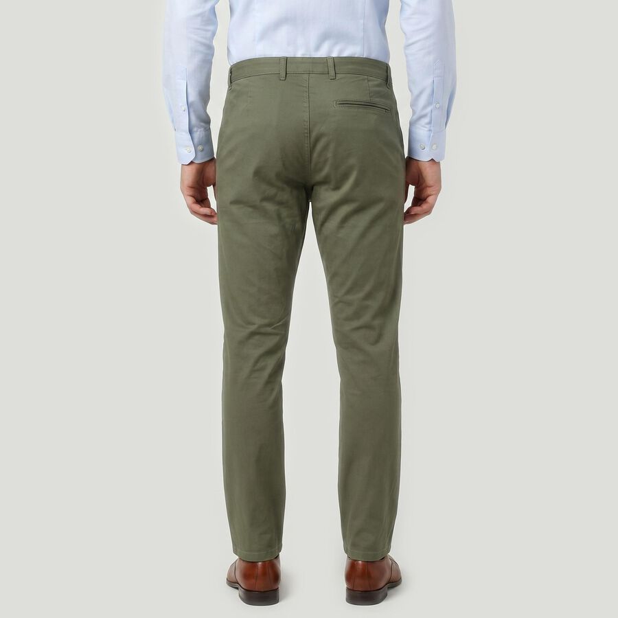 Men's Olive Green Slim Fit Chino Trousers, हल्का हरा, large