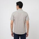 Men's Grey Cotton Geometric Regular Fit Casual Shirt, हल्का ग्रे, small