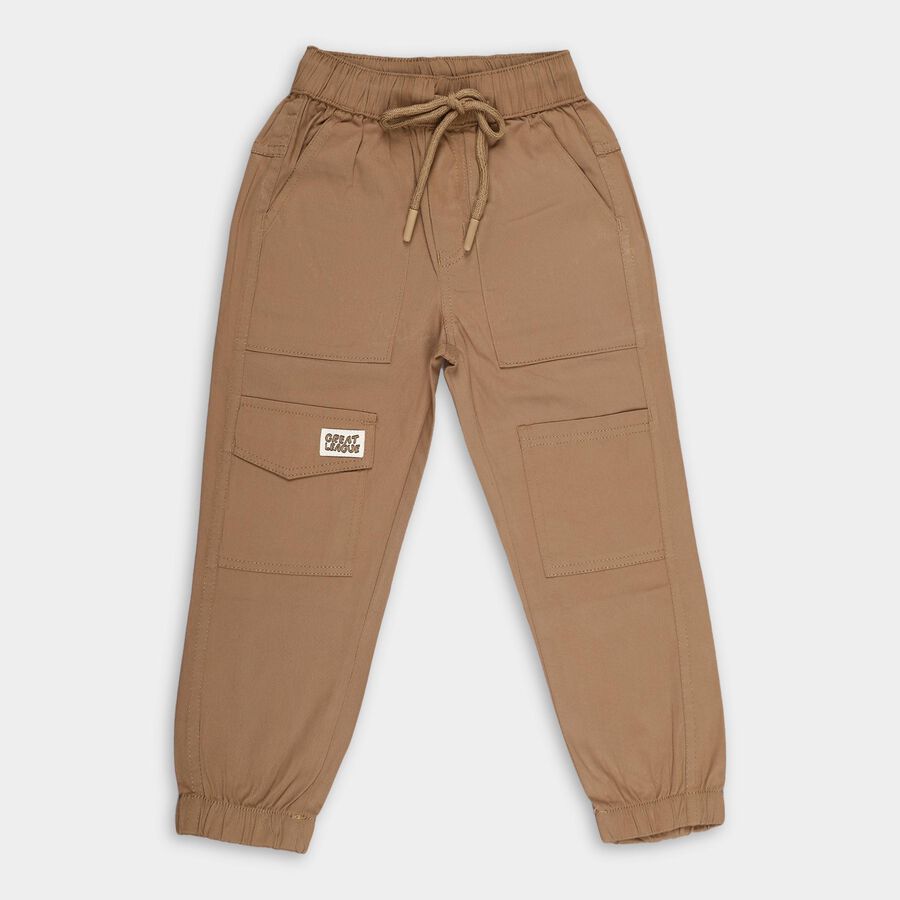 Boys' Light Camel Regular Fit Cargo Trousers, खाकी, large image number null