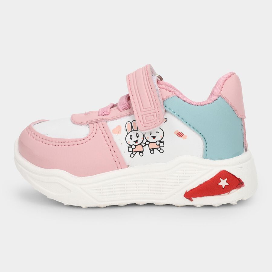 Girls Light Pink Velcro Casual Shoes, Pink, large image number null