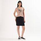 Women's Beige Cotton Round Neck Graphic T-Shirt, Beige, small