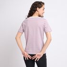 Ladies'  Stripes Round Neck T-Shirt, Purple, small image number null