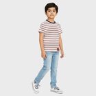 Boys Rich Eggshell White Cotton Crew Neck Casual T-Shirt, सफ़ेद, small