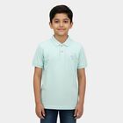 Boys Teal Cotton Blend Round Neck Casual T-Shirt, एक्वा, small