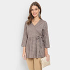 All Over Print 3/4th Sleeves Straight Kurti, Dark Grey, small image number null