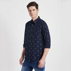 Cotton Printed Casual Shirt, Navy Blue, small image number null