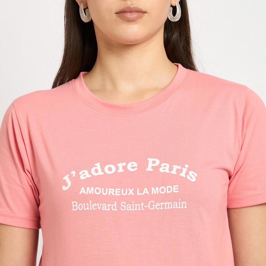 Ladies' Round Neck T-Shirt , Pink, large image number null