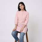 Women's Pink Mandarin Collar Floral Printed Kurta, Light Pink, small