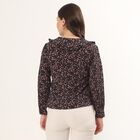 Women's Black Half Sleeve Classic Collar Textured Casual Shirt, Black, small