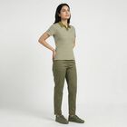 Women Olive Green Polo Neck Preppy Polo T-Shirt, Olive, small