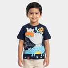 Boys Navy Blue Cotton Round Neck Regular Boys T-Shirt, नेवी ब्लू, small