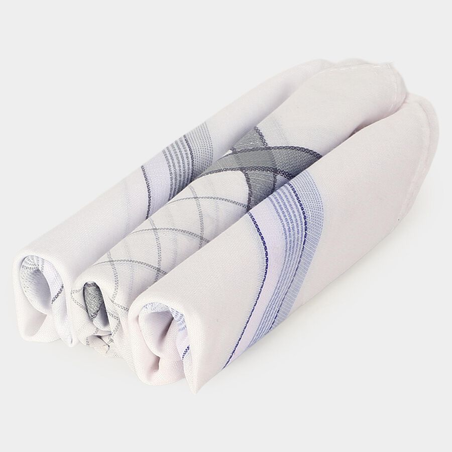 Men's Grey Pack of 3 Handkerchief, Light Grey, large