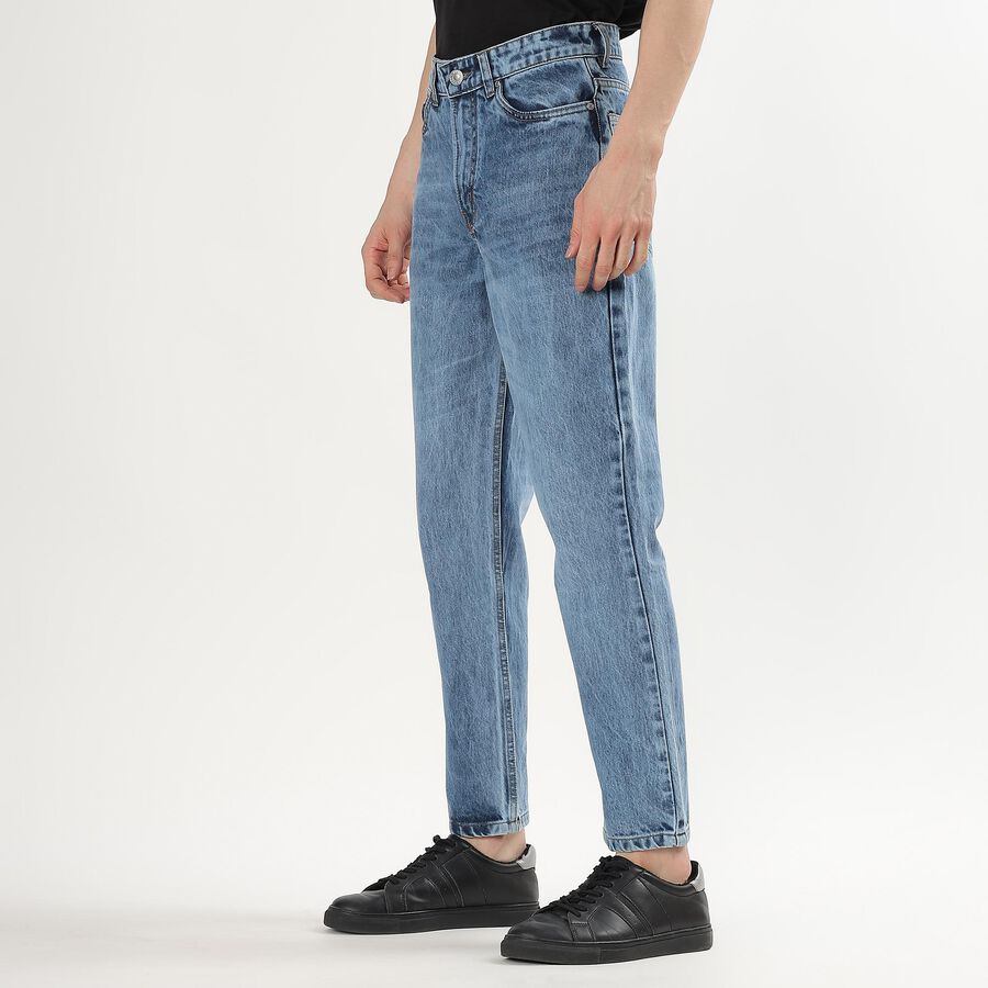 Men's Stonewashed Blue Straight Fit Five Pocket Jeans, Light Blue, large image number null