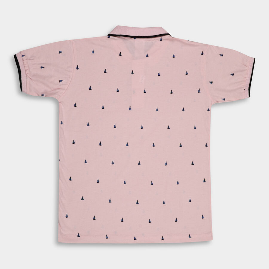 Boys' Cotton Half Sleeves T-Shirt, हल्का गुलाबी, large image number null