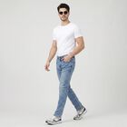 Men's Light Blue Slim Fit Washed Jeans, हल्का नीला, small