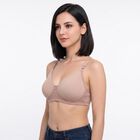 Women's Brown Cotton Blend V Neck Bralette Bra, Brown, small